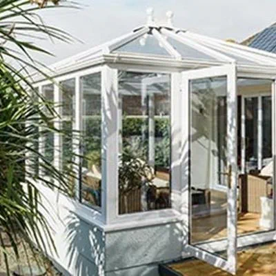 Edwardian UPVC conservatory with French doors from the Anglian classic conservatories range