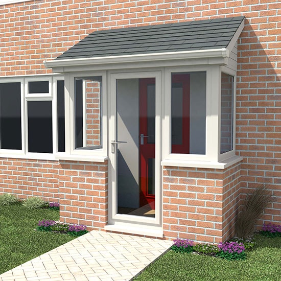 Render of a front door porch design Anglian Home Improvements