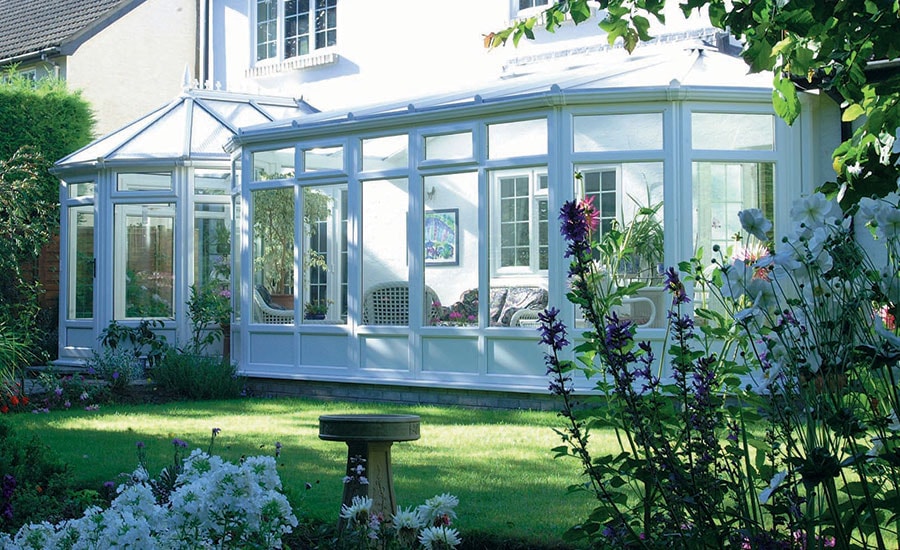 Anglian Home Improvements White Knight uPVC P shape conservatory