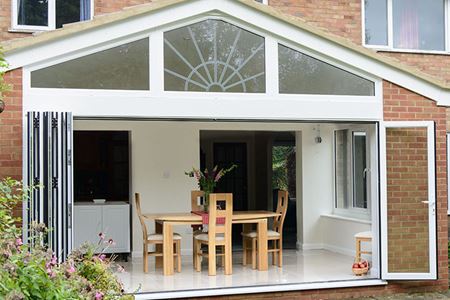 Extension with gable end and open Bi-Fold doors 