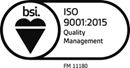 Logo for the British Standards Institute ISO 9001 quality management systems certification