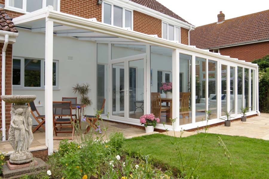 White uPVC Veranda Conservatory Exterior Side View