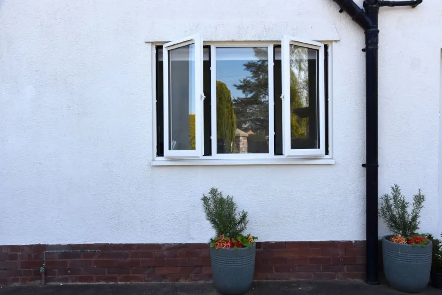 White uPVC Casement Window Exterior in Open Position