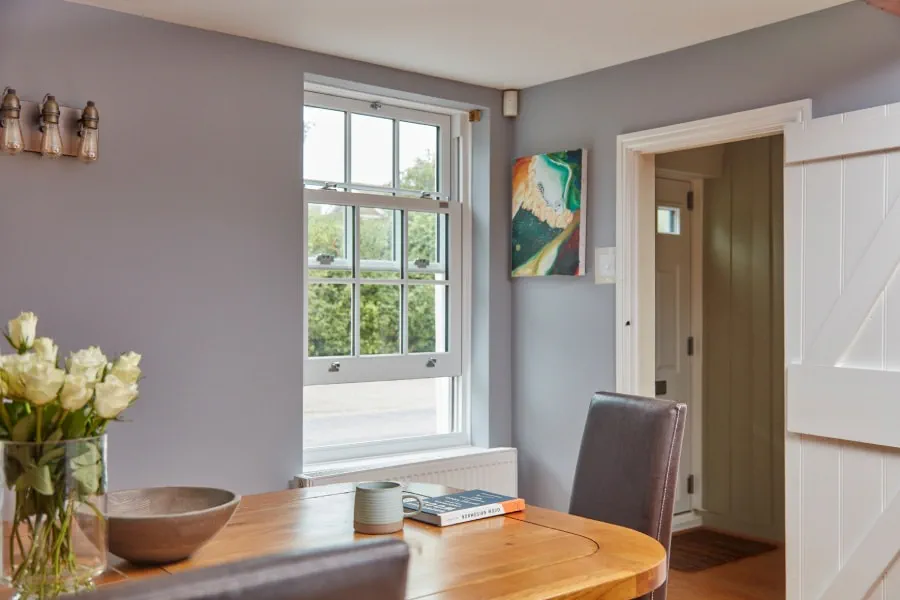 White uPVC Sash Window in Dining Room