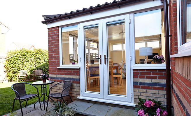 Extension with White uPVC French doors and windows