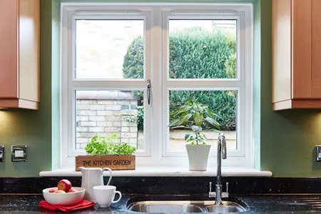 Cream uPVC casement window