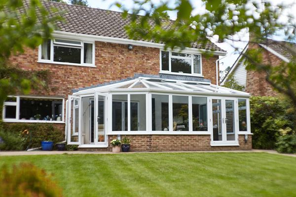 white knight uPVC harmony lean to victorian conservatory with French doors