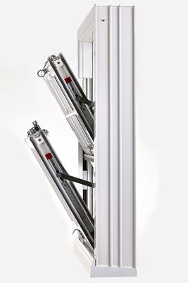 Illustration of white uPVC sliding sash windows in the open position from the Anglian sash window range