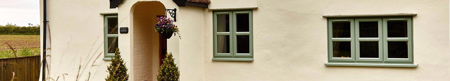 sage green timber casement windows