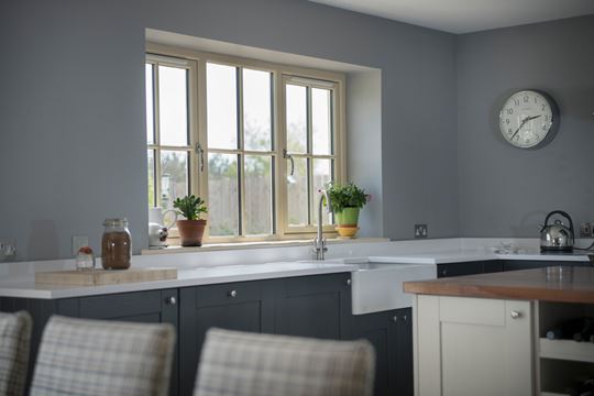 Cottage style wooden kitchen window in Cream design inspiration from Anglian Home Improvements