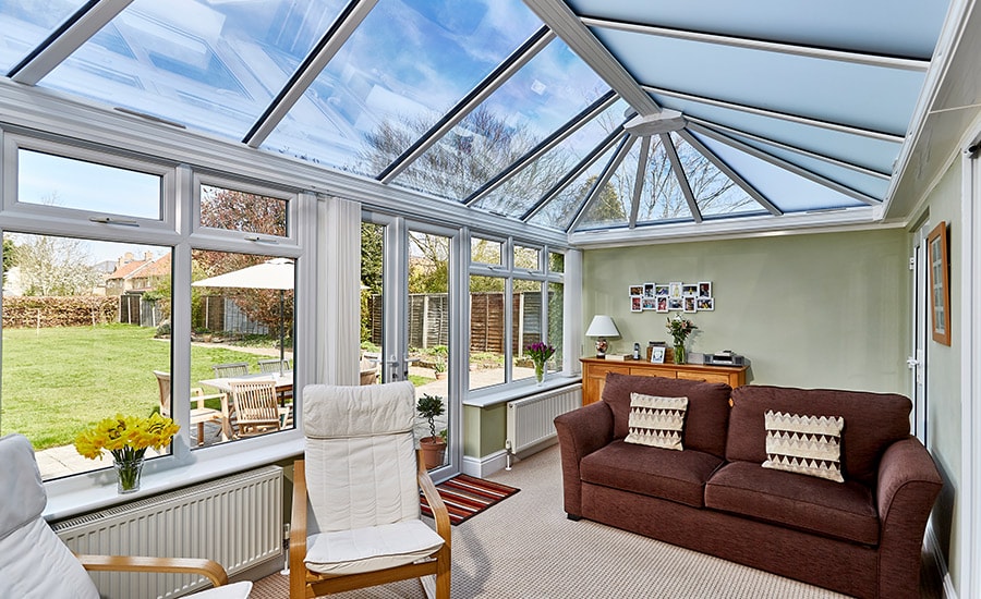 Full glass conservatory roof with Anglian solaroof technology from Anglian Home Improvements