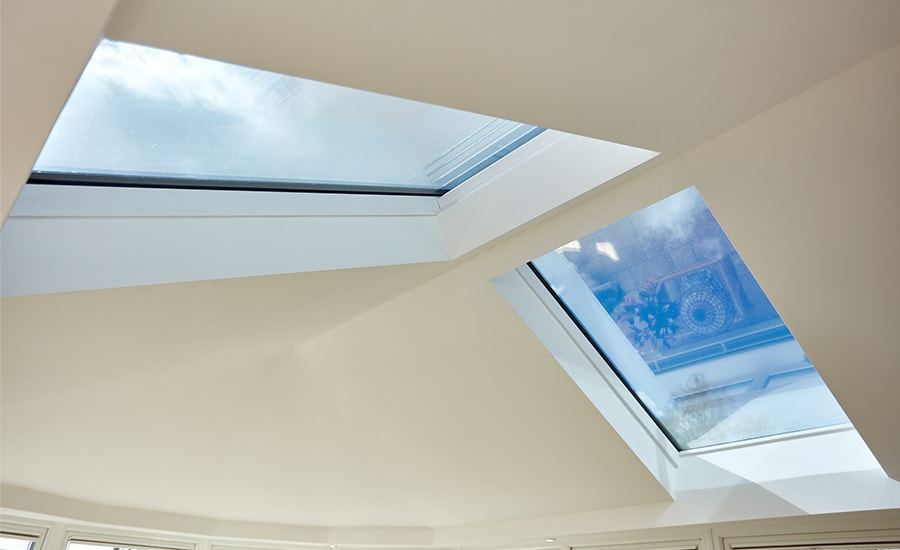 Interior view of glass panels in replacement conservatory roof from Anglian Home Improvements