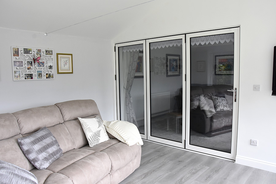 White three panel bifold doors