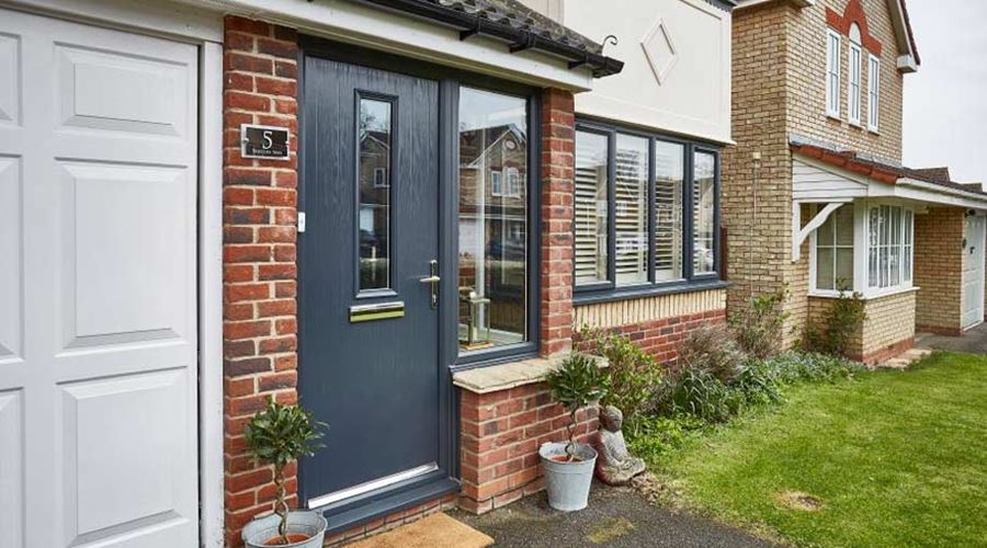 Anthracite Grey coloured composite front door Anglian Home Improvements