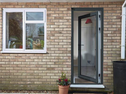 Anthracite Grey aluminium glazed back door Anglian Home Improvements