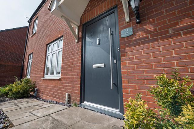 Modern Anthracite Grey composite front door Anglian Home Improvements