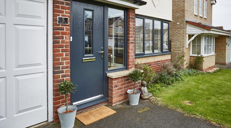 Prague Grey contemporary composite front door from Anglian Home UK