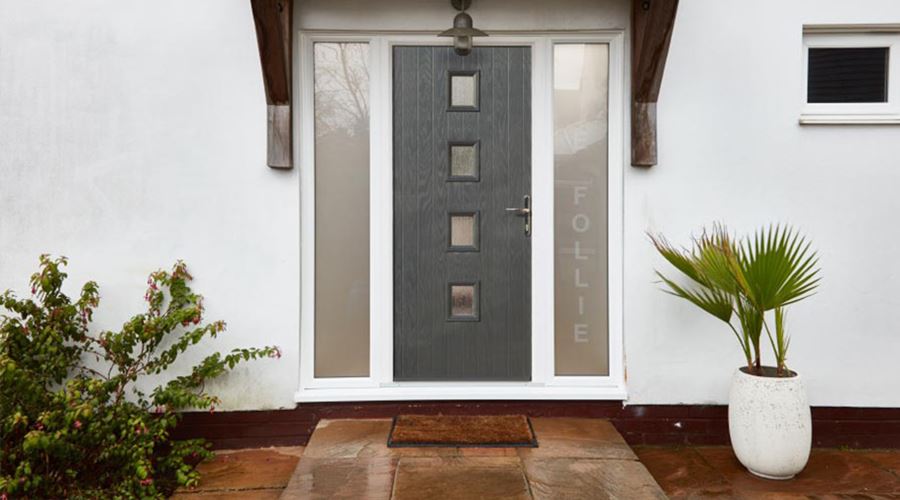 Barcelona Grey contemporary composite front door from Anglian Home UK
