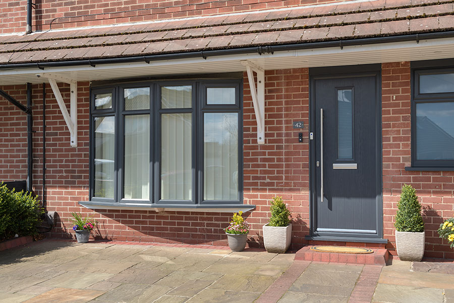 Anthracite grey prague contemporary composite door