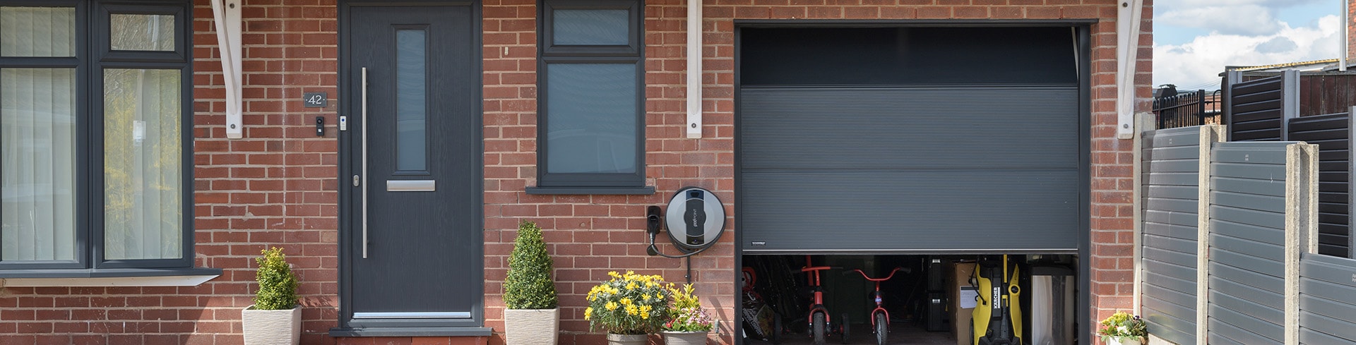 Contemporary prague door in anthracite grey banner