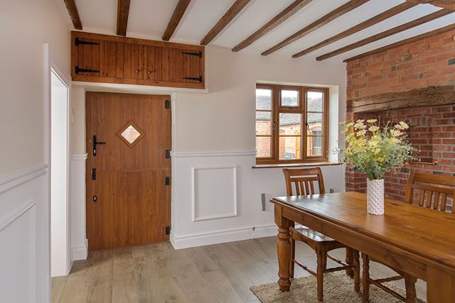 Golden oak cottage composite stable door and uPVC casement window interior