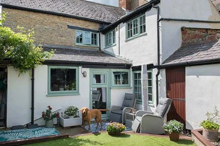 Sage green uPVC stable door combination