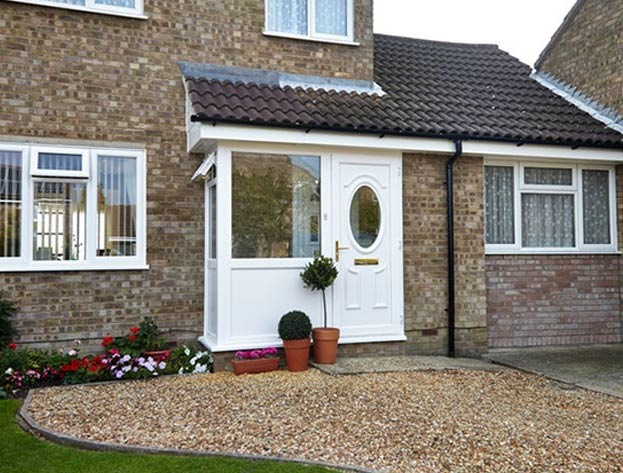 uPVC external door on white porch from Anglian Home UK
