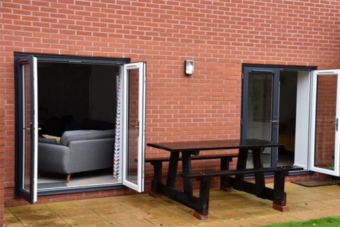 Pair of Anthracite Grey french doors dual colour from the Anglian French door range