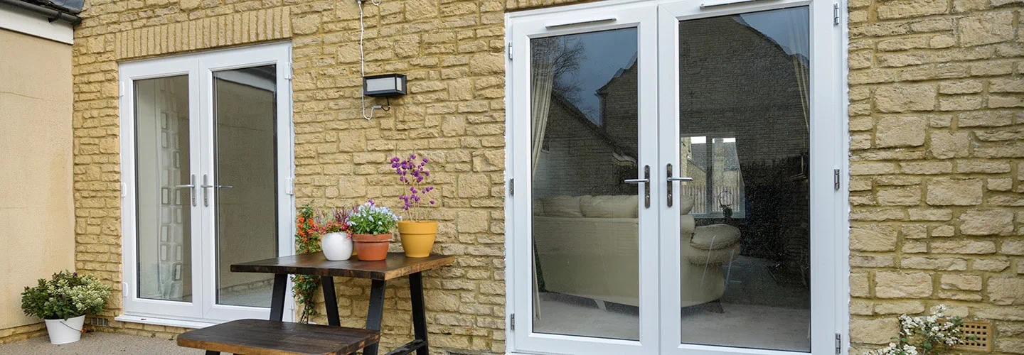 White uPVC French doors banner