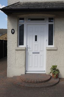 Georgian style wooden front door finished in white from the Anglian timber front door range