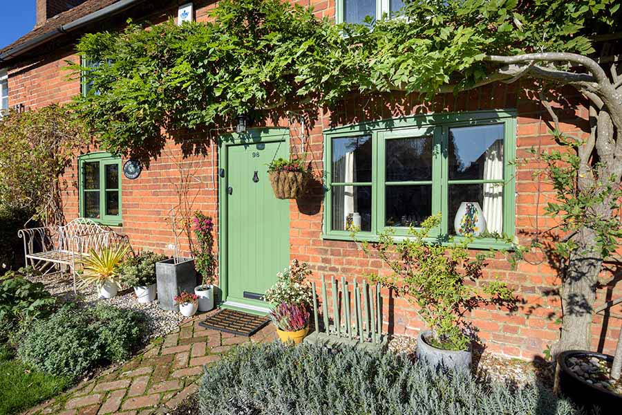 Olive green wooden shannon door with olive green window