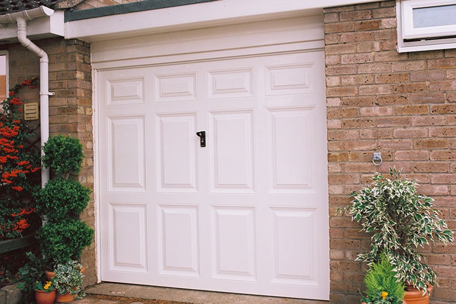 'Chester' one piece garage door in white
