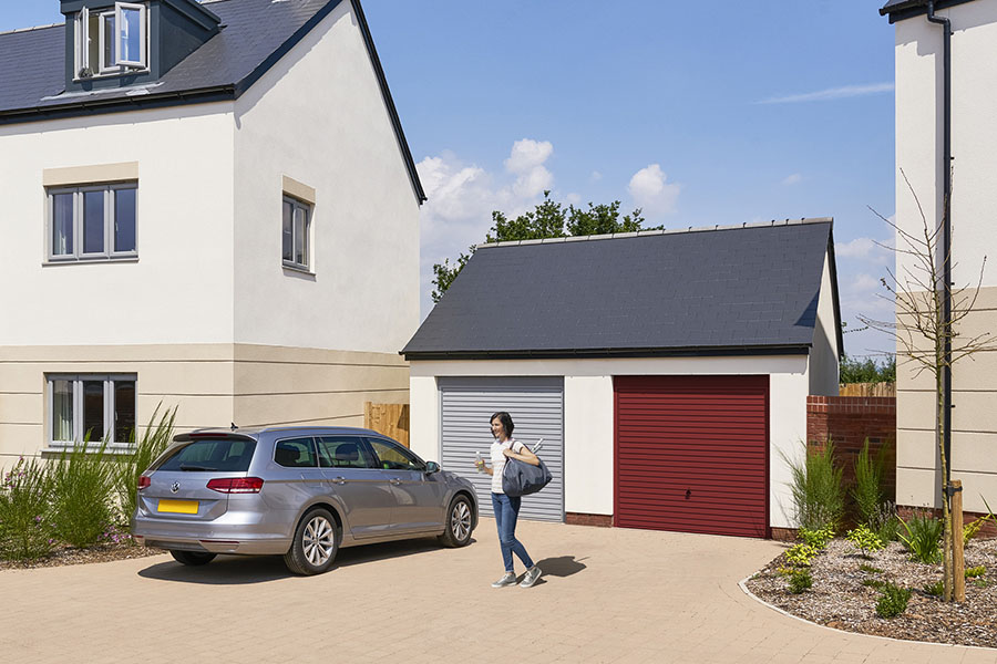 Ruby Red Steel up and over garage door