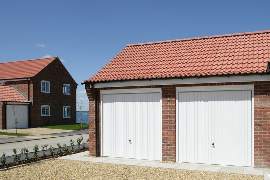 White up and over steel garage doors