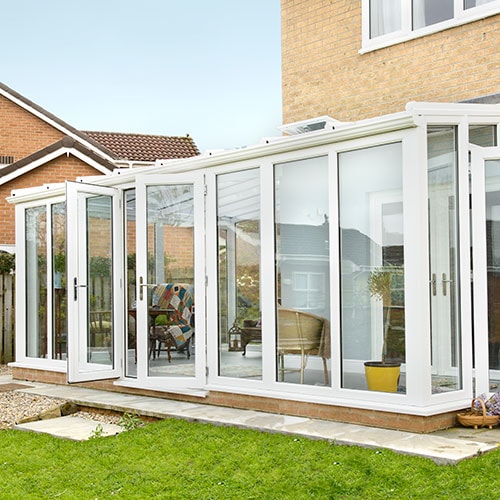 Large white uPVC lean to conservatory