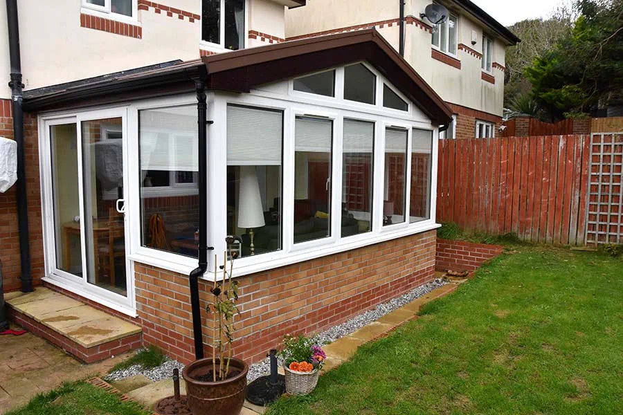 Gable end replica tile extension with French doors