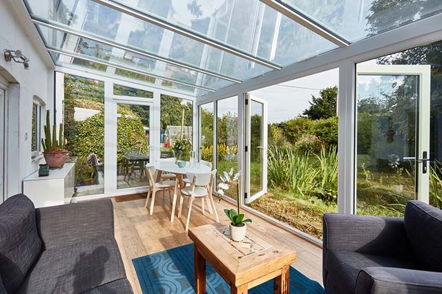 uPVC white to lean to conservatory interior
