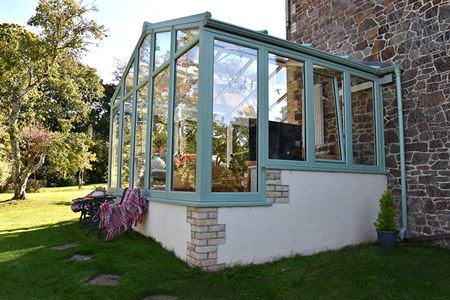 Dual Sage green L shaped harmony conservatory corner