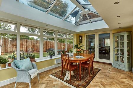 Dual Cream uPVC orangery with solar roof glazing