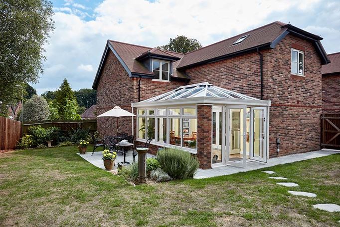 Dual Cream uPVC contemporary orangery with solarroof