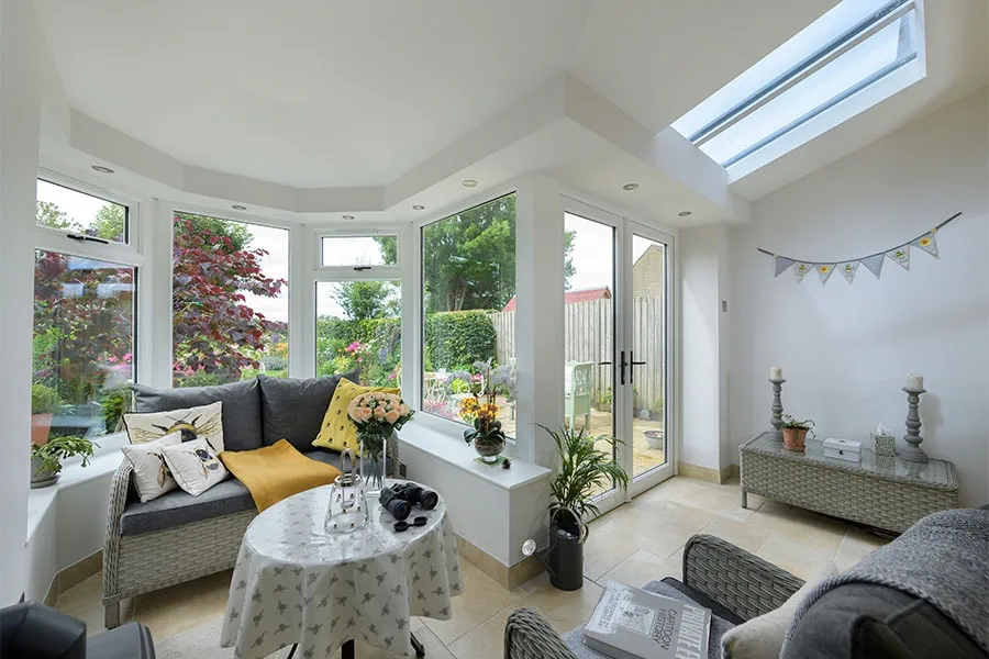 Dual Cream P Shaped Harmony extension and bay window interior