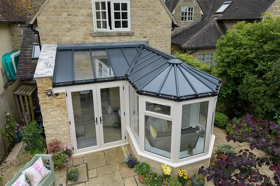 Dual Cream P Shaped Harmony extension with solid Solid panel roof