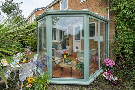 Sage green uPVC Victorian conservatory