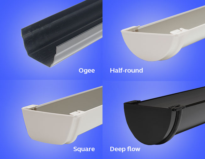 Guttering shapes available from Anglian Home UK