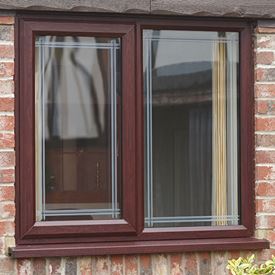 Casement window with clear decorative glass
