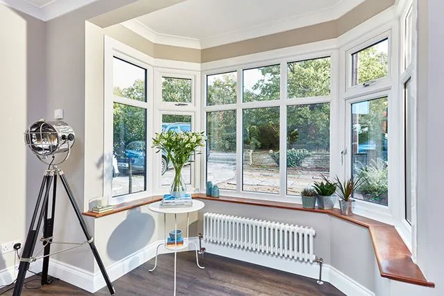 White uPVC bay window interior