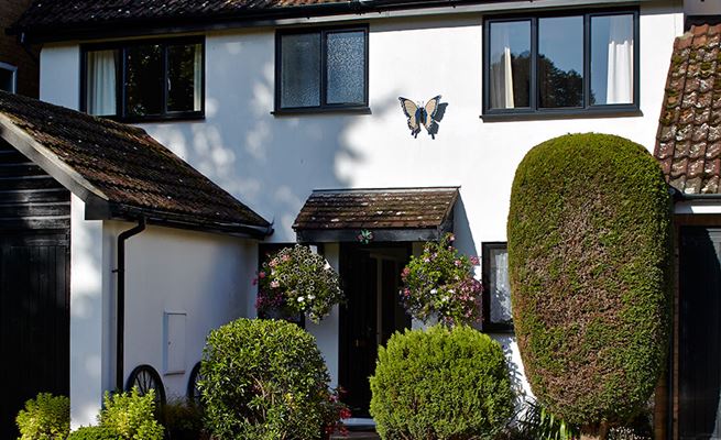 Whole house double glazed aluminium casement windows in Anthracite Grey from the Anglian aluminium windows range