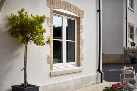 Cream uPVC flush casement window side view