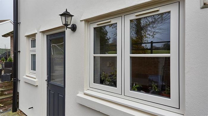 Dual cream uPVC flush windows