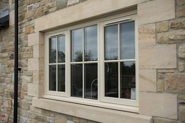 Cream flush timber casement window from the Anglian wooden window range